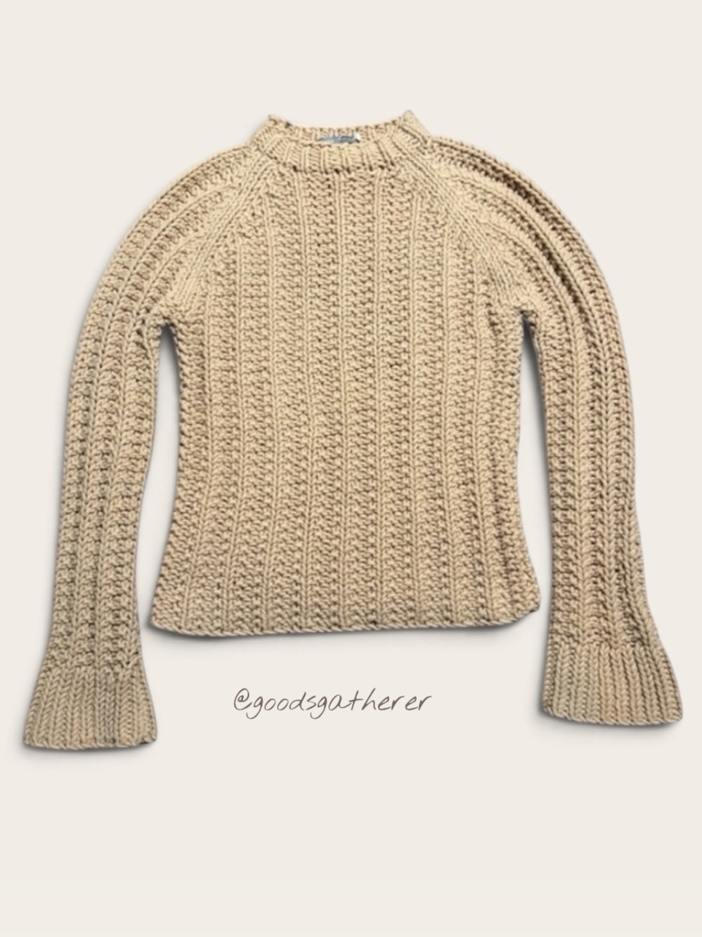 J.Crew Hand Knit Chunky Camel Sweater Textured Mock Neck